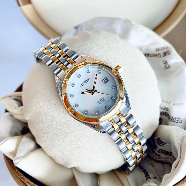 Đồng hồ nữ Citizen EU6054-58D 28mm, máy Quartz, mạ vàng PVD, dây Demi Gold sang trọng và thanh lịch