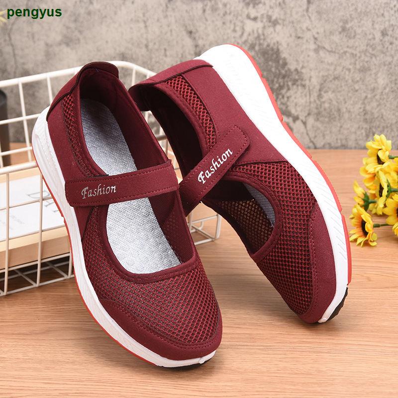 Giày Vải Lưới Đế Mềm Chống Trượt Thời Trang Mùa Hè Cho Phụ Nữ Trung Niên
