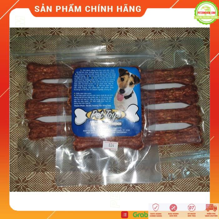 Xương đồ ăn cho chó  FREESHIP  THT MS: 824 - 4 cây | Pet Snack bánh thưởng xương da bò dẹp 4 inch cho chó cún