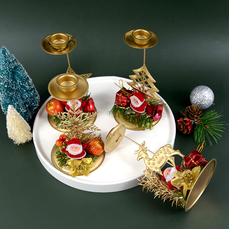 Giá Đỡ Nến Bằng Sắt Họa Tiết Giáng Sinh Chất Lượng Cao Trang Trí Bàn Làm Việc