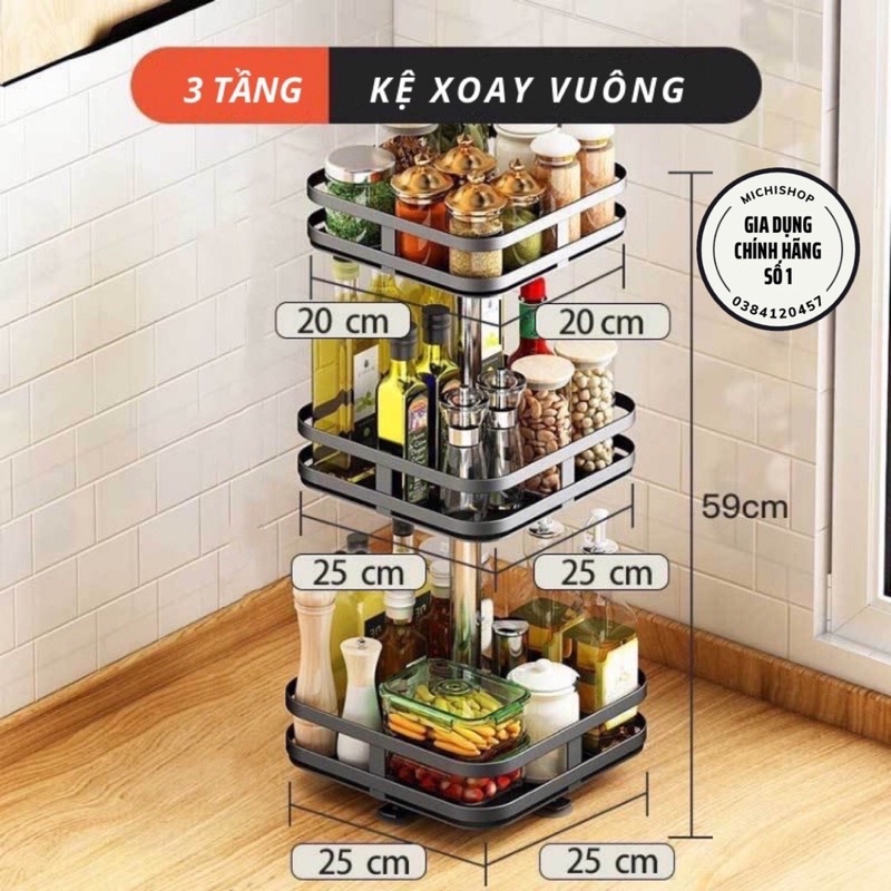 Kệ Đựng Gia Vị 2,3 Tầng Xoay Tĩnh Điện Để Đồ Nhà Bếp Đa Năng Kiểu Tròn - Giá Đựng Gia Vị Nhà Bếp Thông Minh Xoay 360 Độ