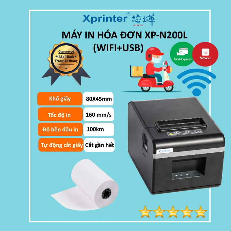 Máy In Hóa Đơn K80 Xprinter XP- N200L WIFI+ USB Dùng Cho Điện Thoại | BigBuy360 - bigbuy360.vn