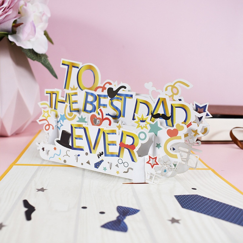 ZUO   3D Pop-Up to the Best Dad Ever Greeting Card for Happy Birthday Father's Day Wedding Kids Baby Shower