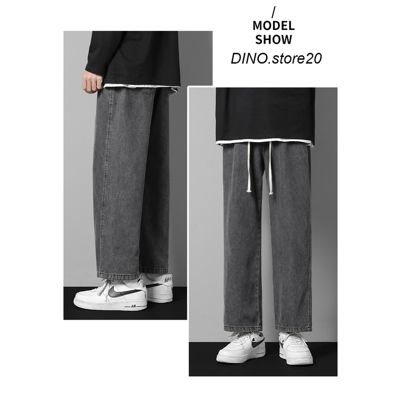 Quần jean ống rộng thẳng unisex phong cách hongkong mặc đi học đi làm J202