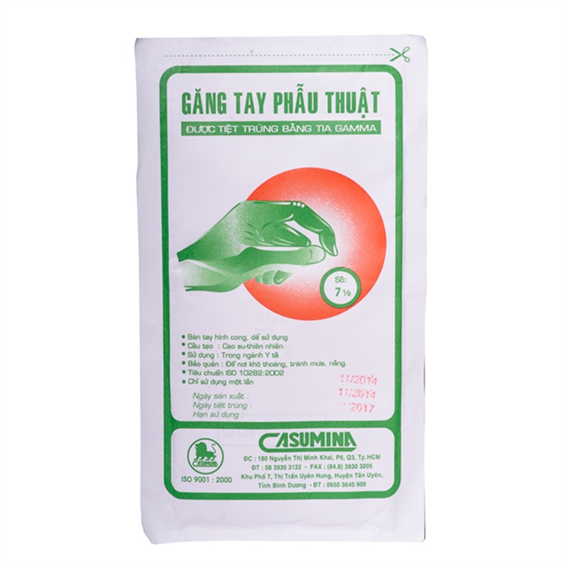Găng tay phẫu thuật tiệt trùng CASUMINA đủ size-  Bao tay y tế vô trùng 1 đôi