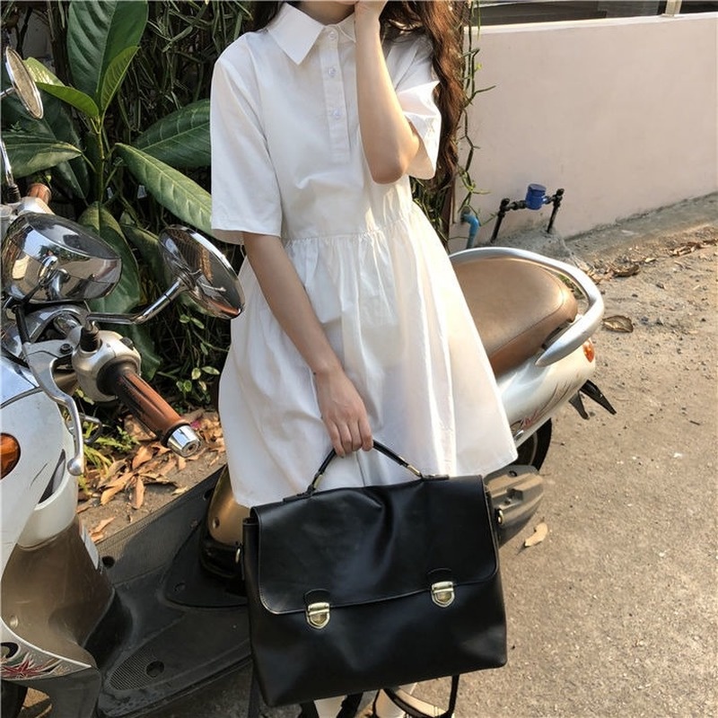 Đầm Sơ Mi Trắng Phong Cách Nhật Bản Dễ Thương Cho Nữ