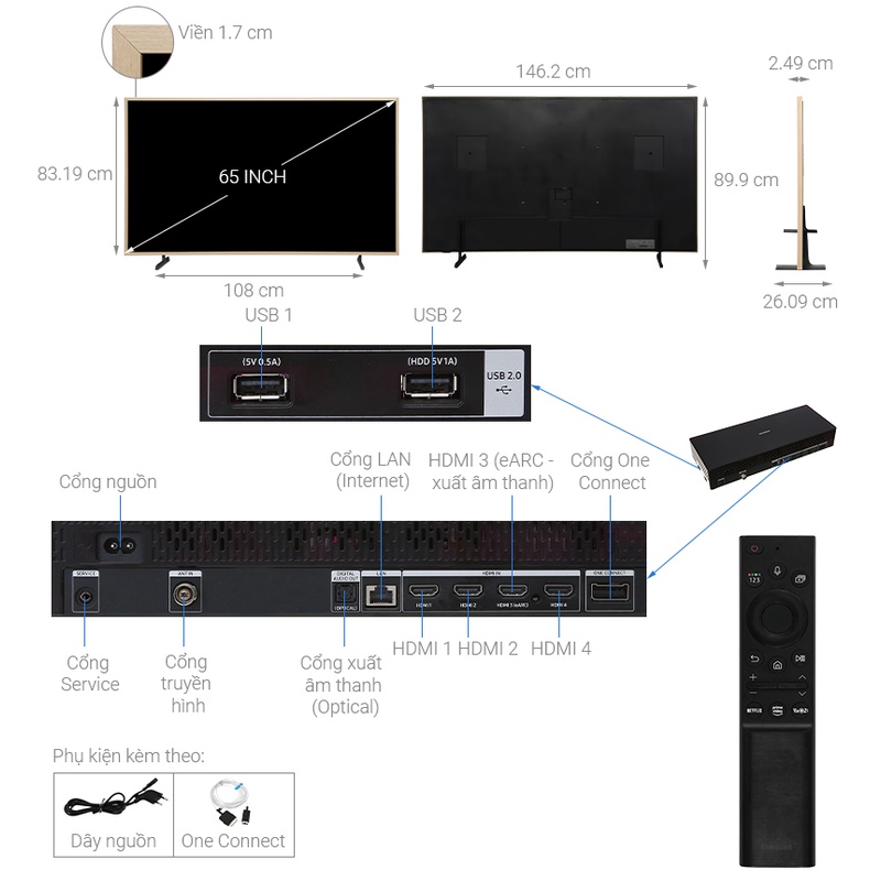 Tivi Samsung 65 inch 4K Smart TV Khung tranh QA65LS03BAKXXV