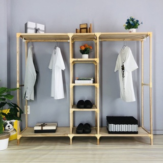 Kệ gỗ treo đồ 2 buồng MinhlongwoodHN dài 1 mét 6