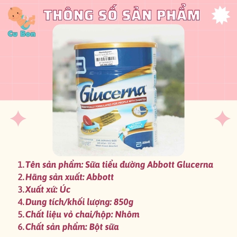 [mẫu mới 2022] Sữa tiểu đường Glucerna 850g hương Vani Của Úc dành cho người tiểu đường ăn kiêng date mới nhất