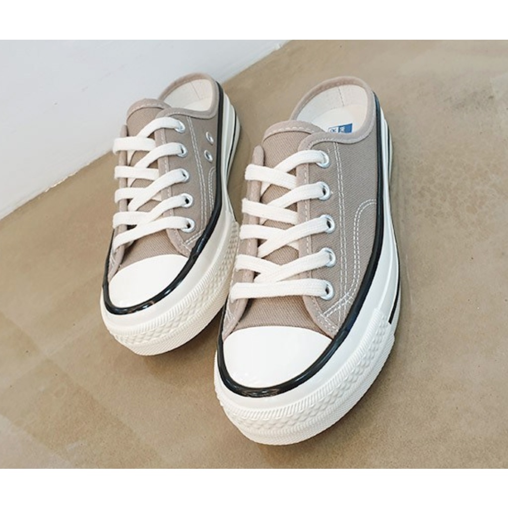 Giày sneaker đạp gót Hollibana Couple Canvas Mule order chính hãng Hàn Quốc