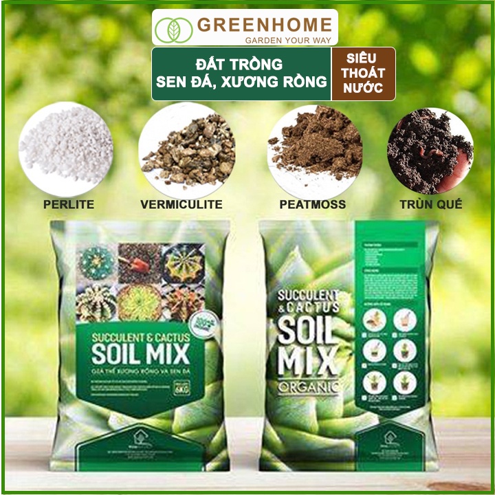 Đất trồng Giá thể tròng xương rồng và sen đá Soil mix gói 500gr