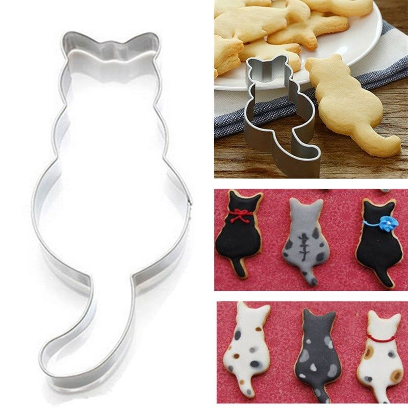 Khuôn Làm Bánh Quy Hình Mèo Dễ Thương Bằng Thép Không Gỉ