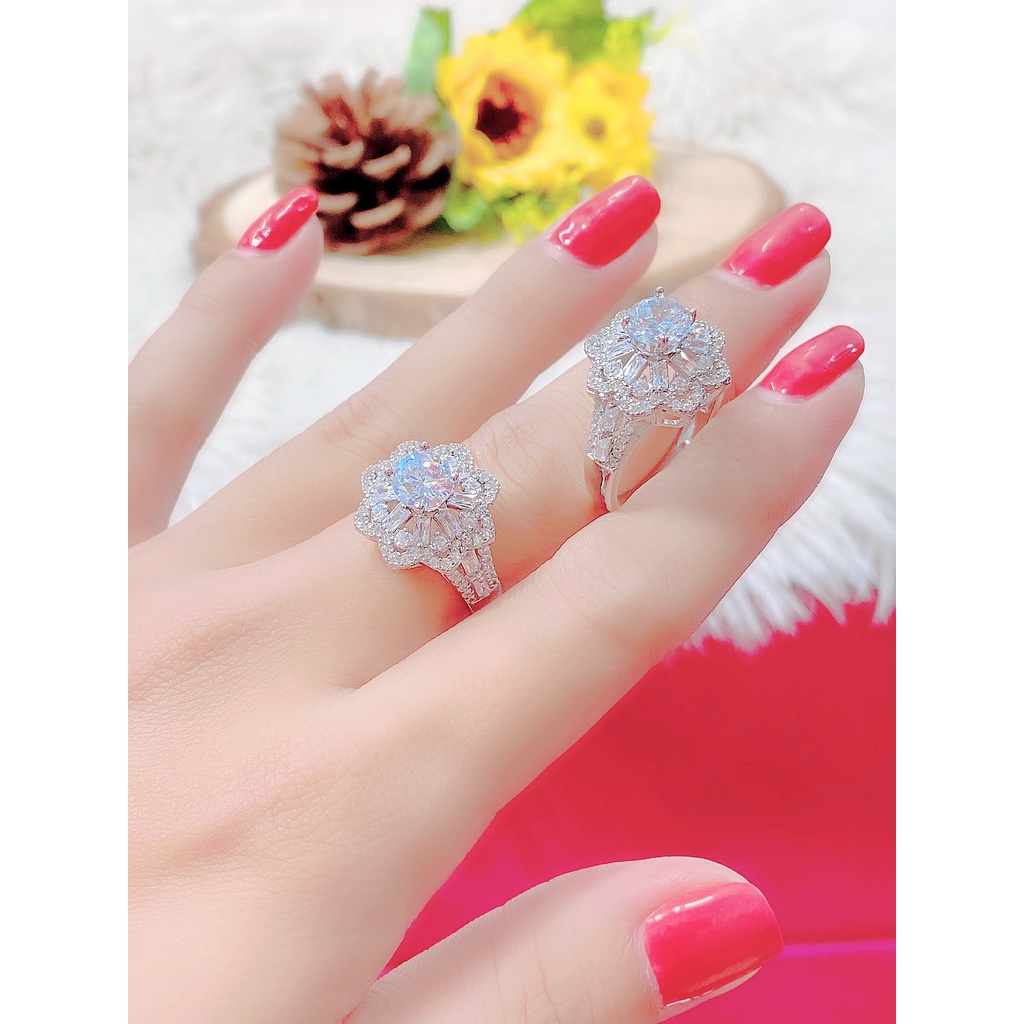 Nhẫn nữ UHA mạ vàng trắng đính đá CZ N743