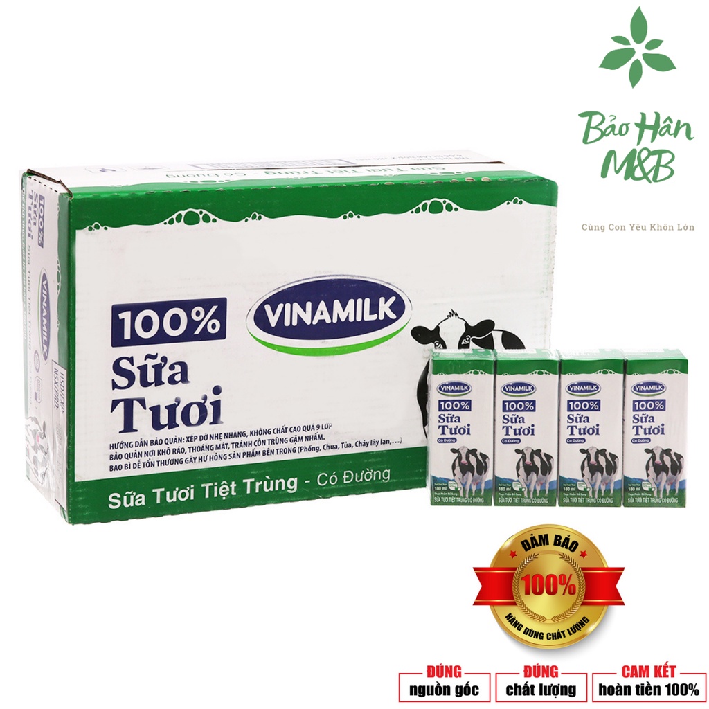 Sữa Vinamilk 100%  110ml và 180ml