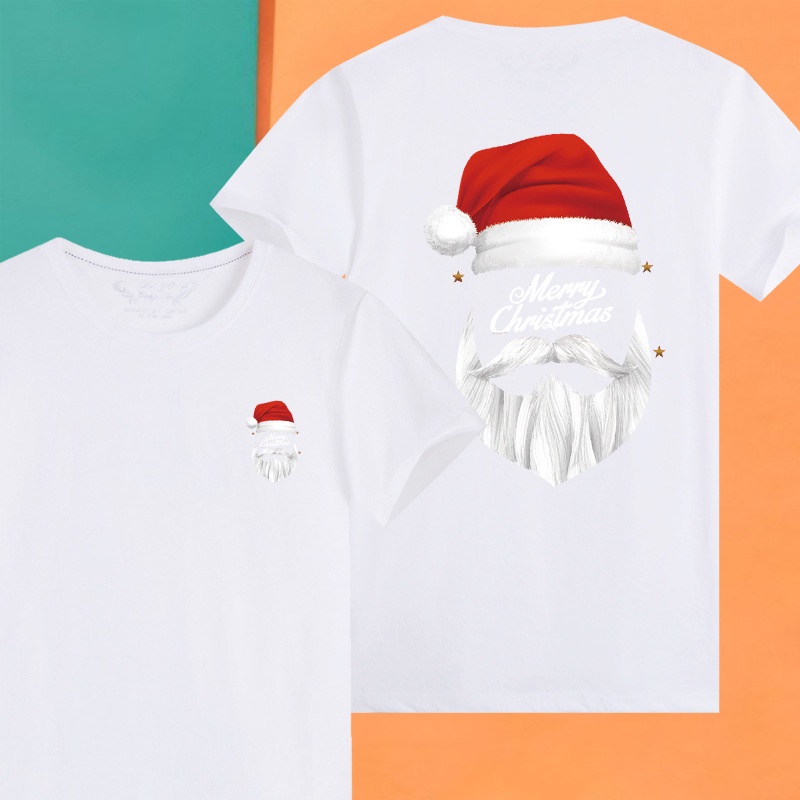 Set Áo Thun Tay Ngắn 95% cotton In Hình Ông Già Noel Năm Mới 2023 Thời Trang Cho Gia Đình