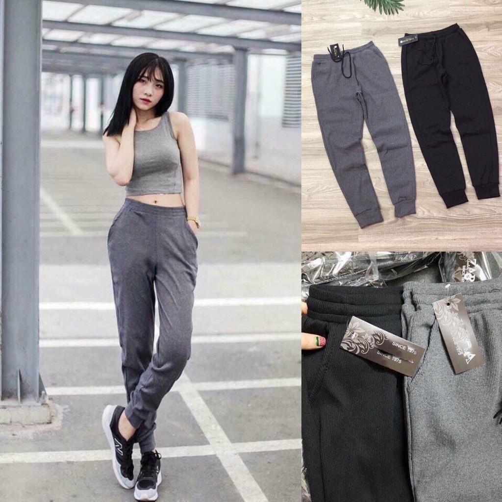 Quần jogger nữ ,quần jogger thun len dây rút cao cấp ymova.
