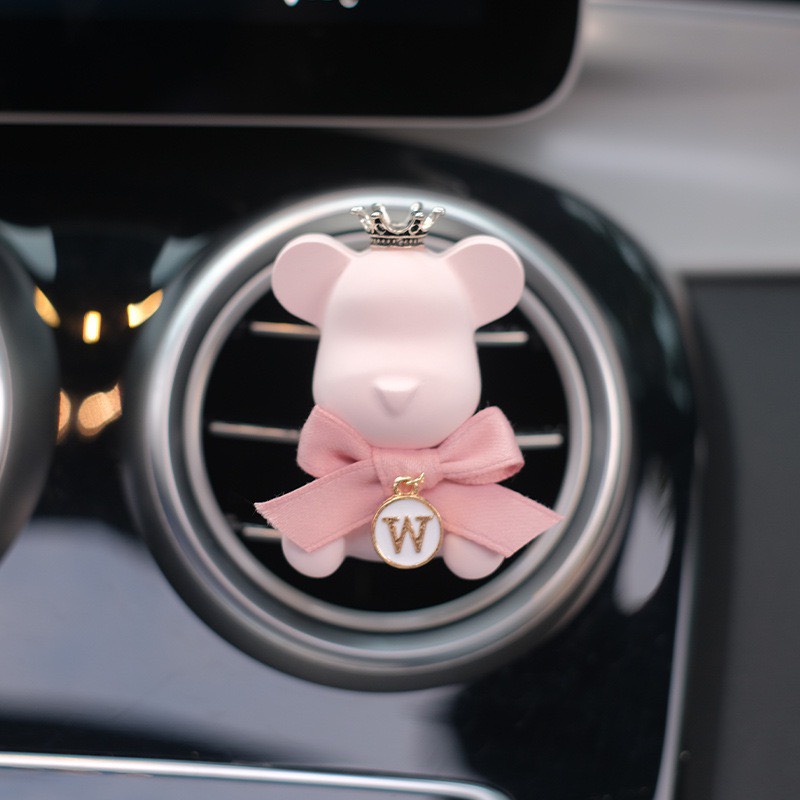 Nước Hoa Ô Tô Cài Cửa Gió Gấu BearBrick Đính Đá - Sáp Thơm Xe