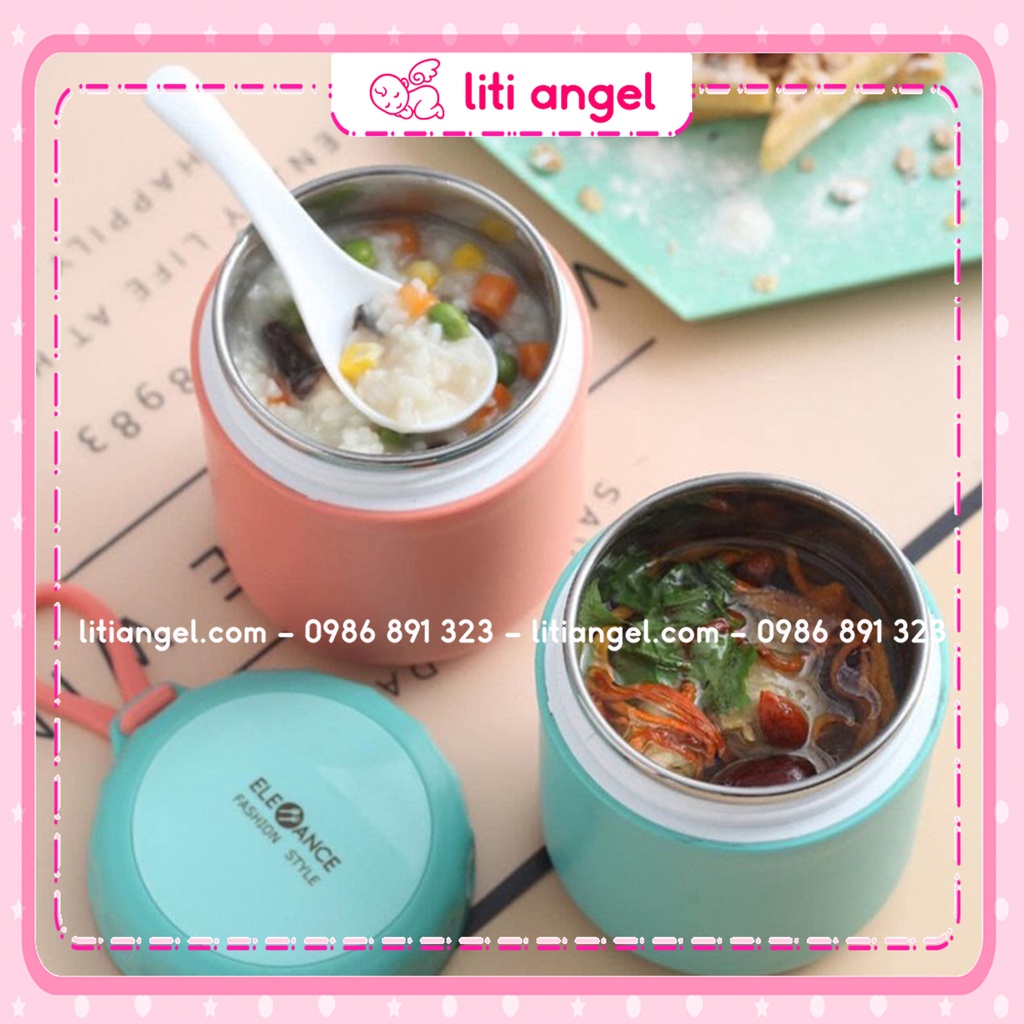 Bình ủ cháo ELE ANCE 430ml LÕI INOX KHÔNG GỈ loại tốt giữ nhiệt lâu, an toàn cho bé