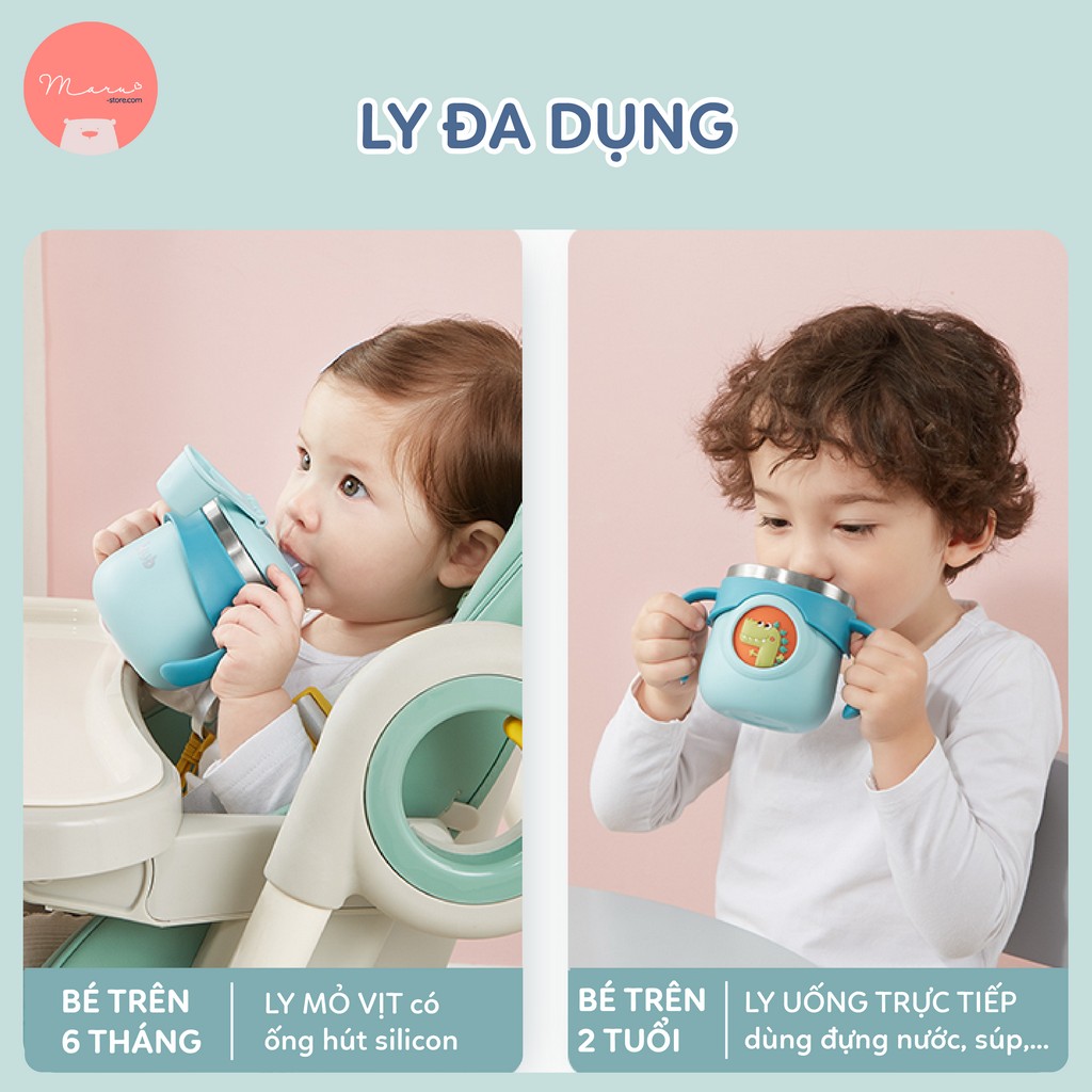 [Có sẵn] Bình sữa hoạt hình 3D | 260ml inox 316 | KUB