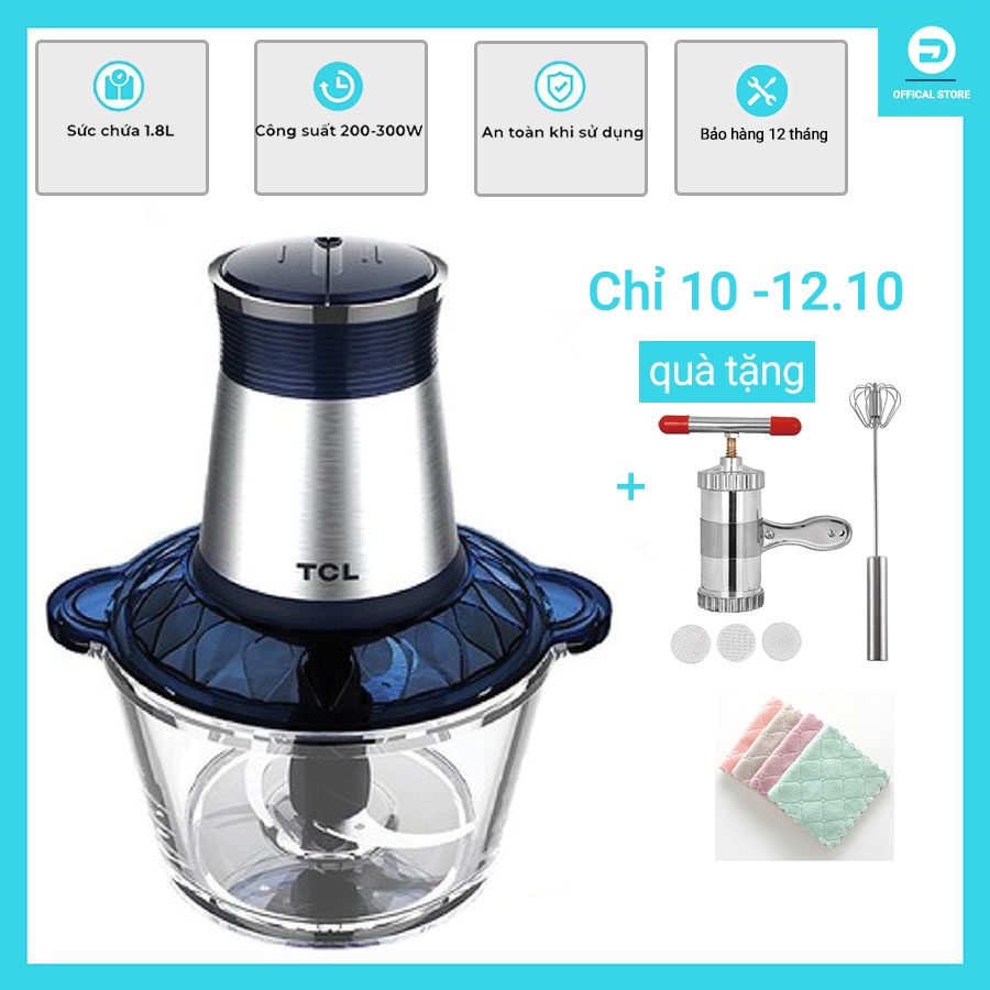 Máy xay thịt đa năng cầm tay 1,8L TCL đáp ứng ăn uống cho 4 - 5 người, động mạnh mẽ giao 4 chiều, tốc độ cao, an toàn