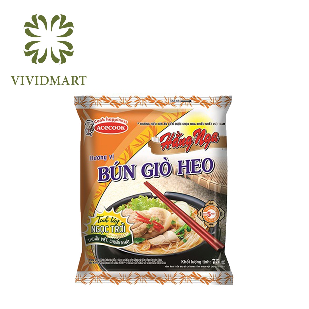 Bún Hằng Nga : Vị Mắm Nam Bộ, Vị Bò Huế, Vị Giò Heo, Vị Tôm Chua Cay Gói 75g