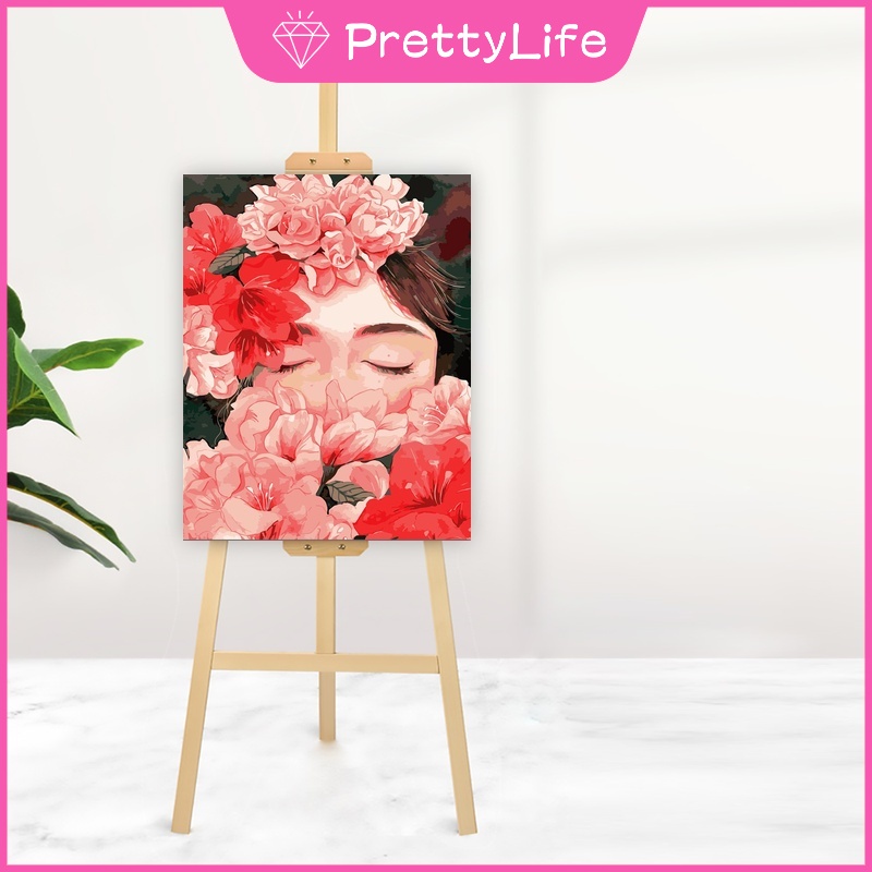 Bộ Tranh Sơn Dầu 40x50cm Tự Làm Hình Cô Gái Dễ Thương Dùng Để Trang Trí Nhà Tiện Dụng + Phụ Kiện