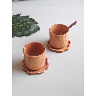 Cốc gỗ gõ dày dặn đẹp mắt 8 x 8 cm
