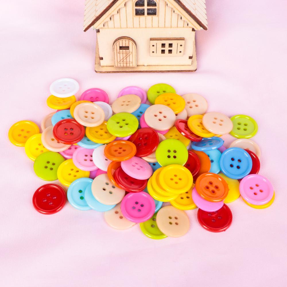 MELODG Set 100 Nút Nhựa 4 Lỗ Nhiều Màu
