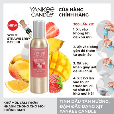 Tinh dầu tán hương đậm đặc dạng xịt Yankee Candle - White Strawberry Bellini (42.5g)