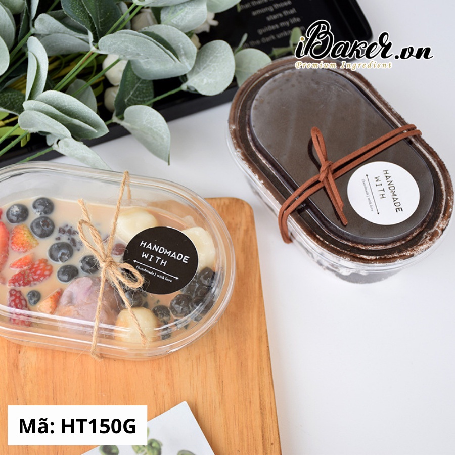 Hộp nhựa oval XY150G đựng bánh mousse, bánh tiramisu