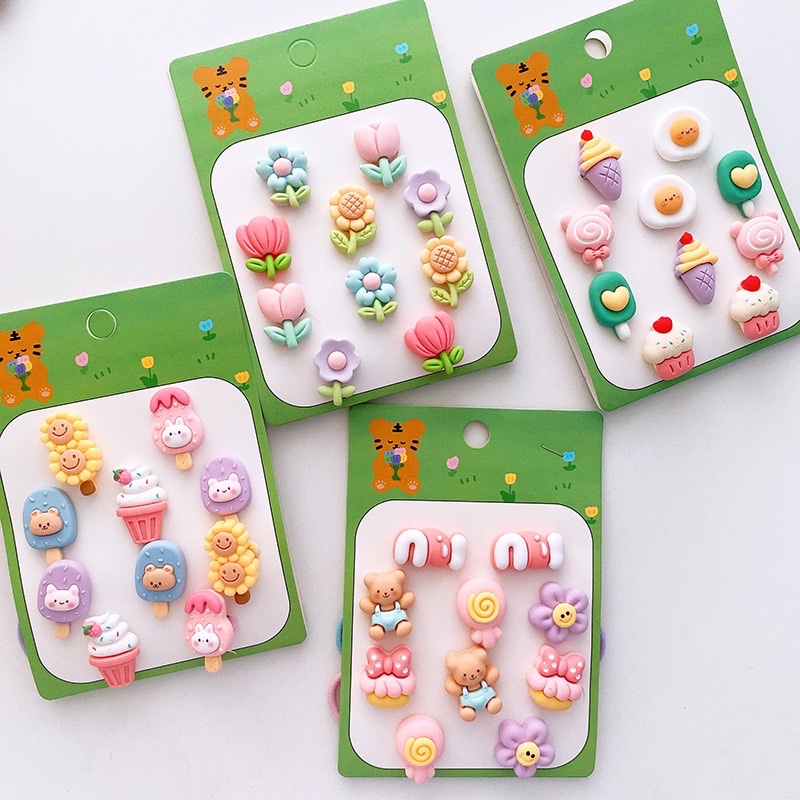 Set 10 chun buộc tóc xinh xắn nhiều hình cho bé gái phong cách Hàn Quốc