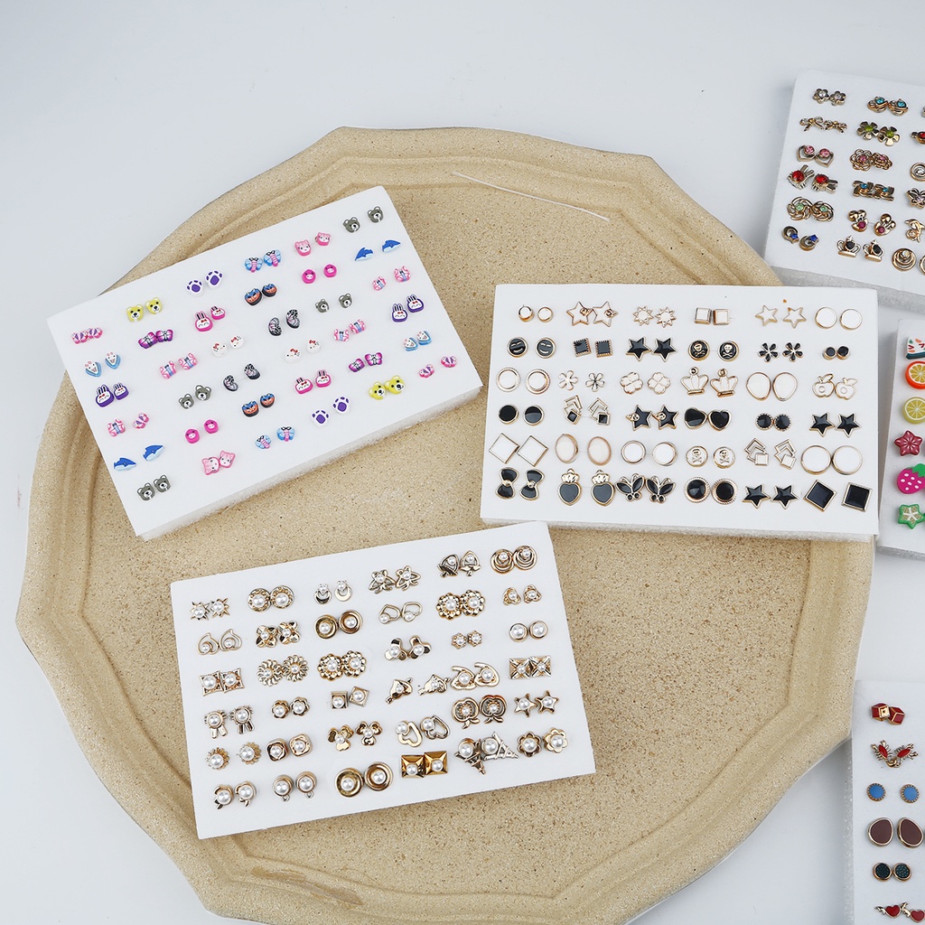 Set 36 đôi khuyên tai nhiều màu sắc phong cách vintage thời trang cho nữ