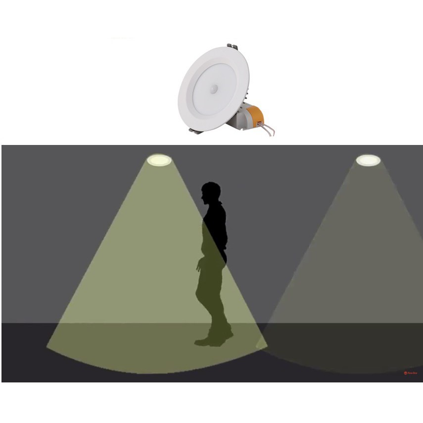Đèn LED Downlight âm trần cảm biến 7W Rạng Đông AT04L 90/7W PIR, Vỏ nhôm đúc