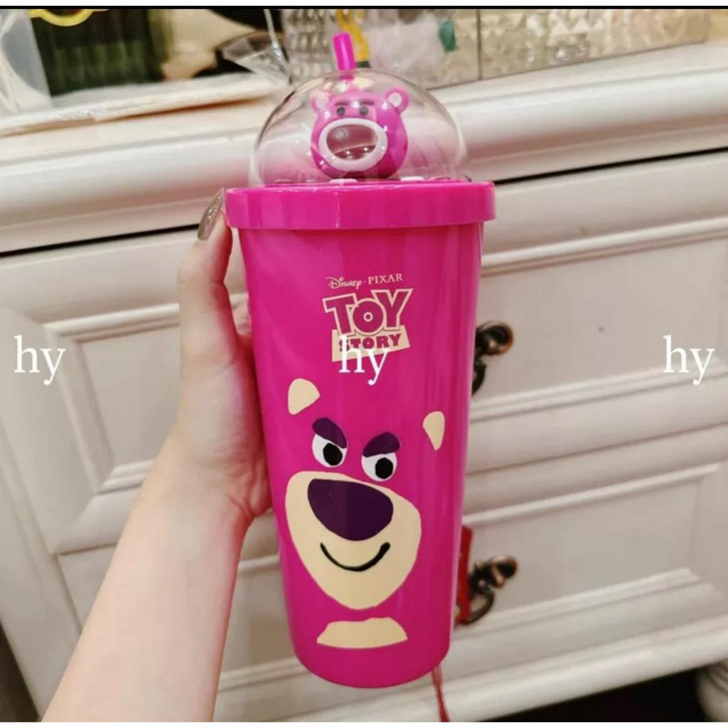 Ly gấu dâu Lotso DISNEY chính hãng phiên bản ly NHỰA 750ml tặng kèm ống hút.LY NHỰA LOTSO