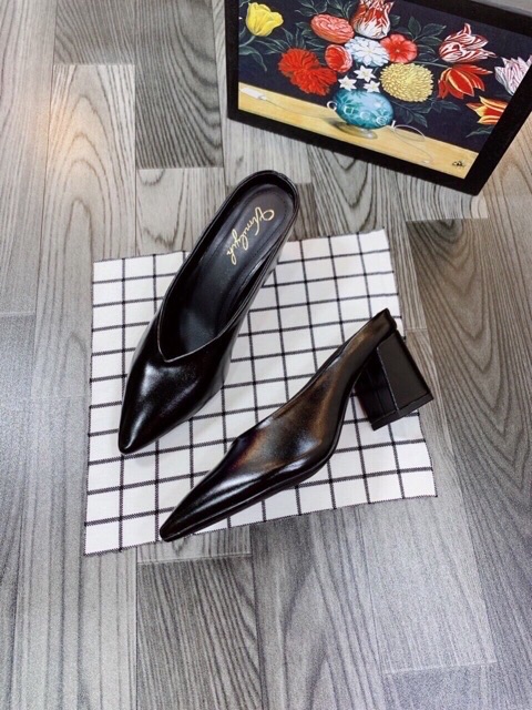 [SẴN] DÉP BÍT MŨI ĐƠN GIẢN GÓT VUÔNG CAO 5P