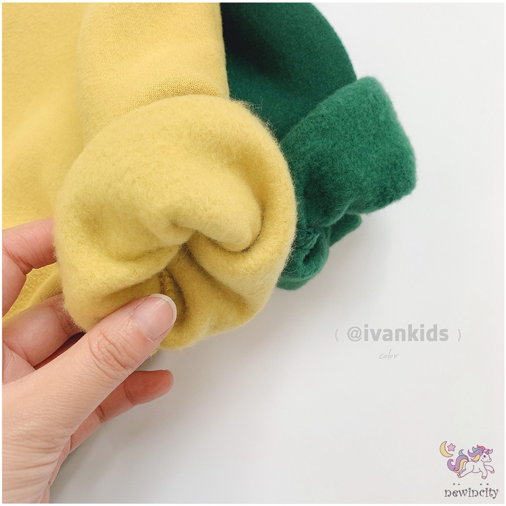 Bộ Áo Liền Quần Lót Nhung Ấm Áp In Hình Hoạt Hình Phong Cách Hàn Quốc Cho Bé