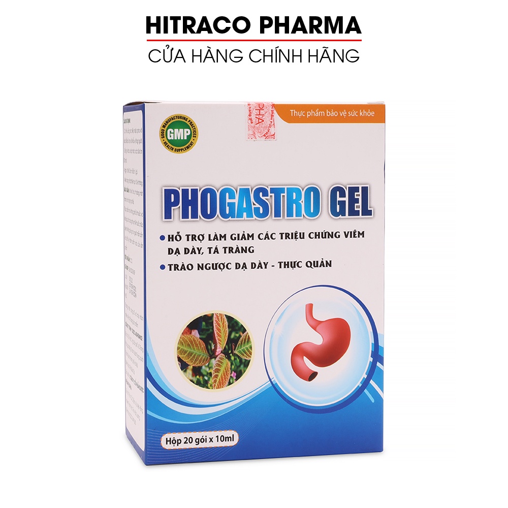 Phogastro Gel giảm đau, trào ngược, viêm loét dạ dày, tá tràng - Hộp 20 gói x 6g