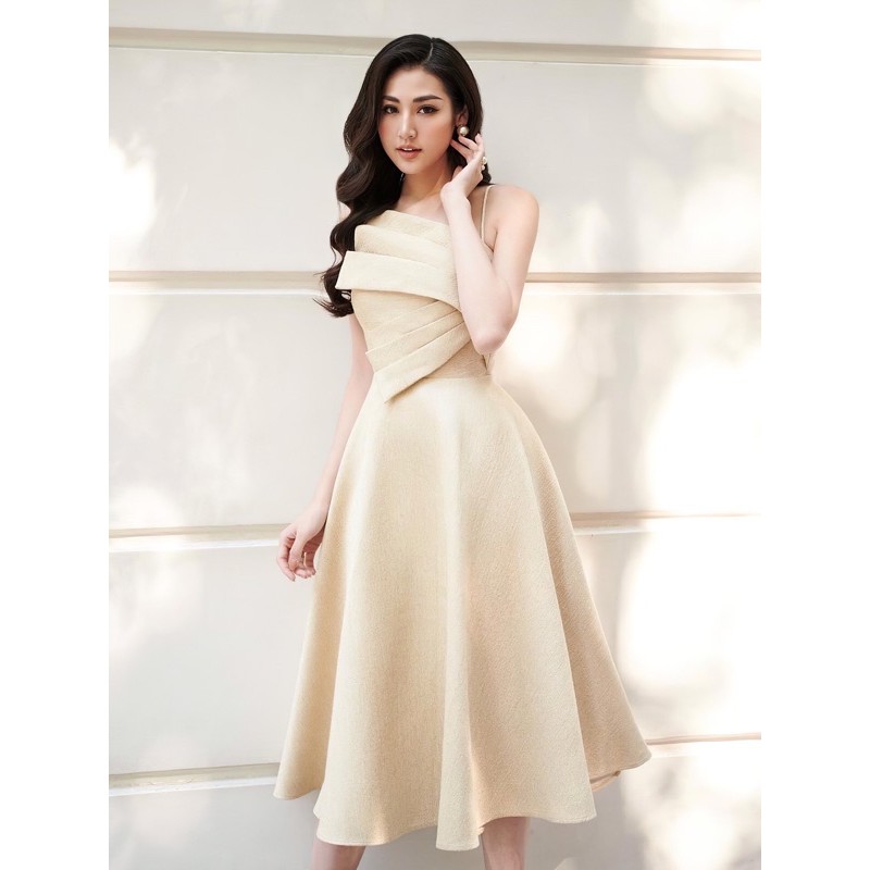 Đầm dự tiệc váy dự tiệc hai dây đắp nơ ngực dáng xoè dệt ánh kim siêu yêu (CÓ ĐỆM NGỰC) MN146 - Đầm Váy Mina | BigBuy360 - bigbuy360.vn