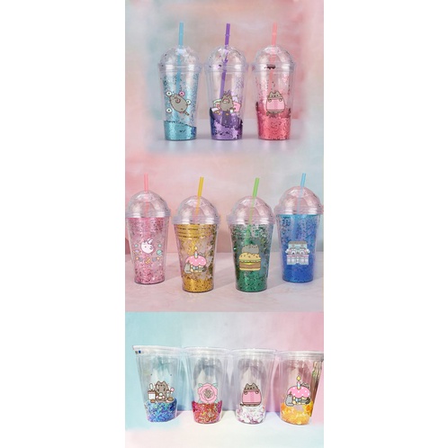 cốc 2 lớp kim tuyến pusheen CNKI9 cốc giữ nhiệt ly 2 lớp cốc làm lạnh dễ thương 500ml