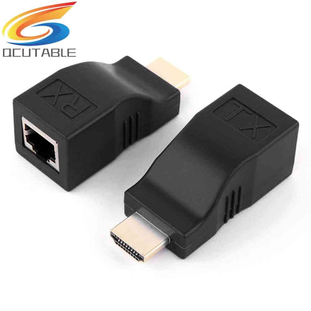 Set 2 Bộ Nối Dài Dây Mạng LAN RJ45 4K HDMI 30m CAT5e Cat6