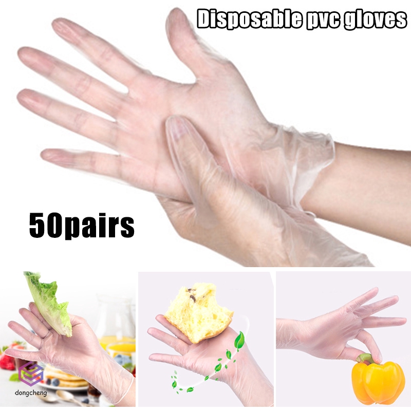 (Hàng Mới Về) Set 50 Cặp Găng Tay Pvc Trong Suốt Dùng Một Lần Chống Thấm Nước / Dầu