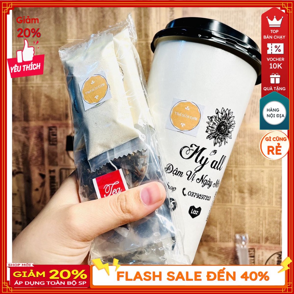 Set trà sữa khô vị TRUYỀN THỐNG trân châu ly pha tiện lợi , set ly pha văn phòng