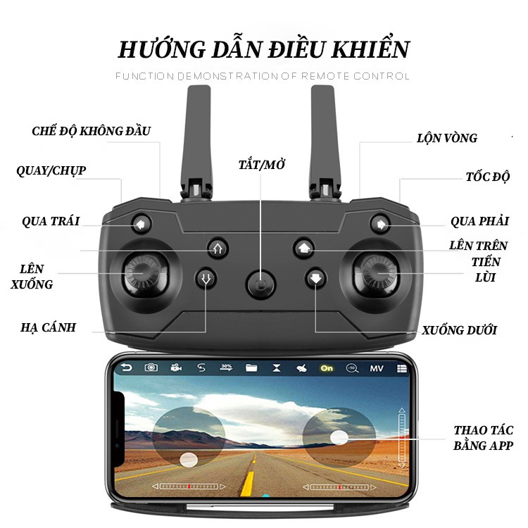 Flycam mini, flycam giá rẻ, máy bay điều khiển từ xa có camera 4k, chống rung quang học, ảnh truyền về điện thoại