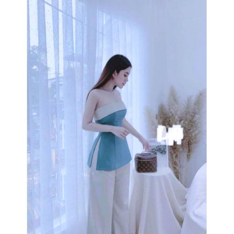 TBL-set bộ umi cao cấp áo cúp ngực viền trắng kèm quần ống rộng  công sở sang chảnh TASA