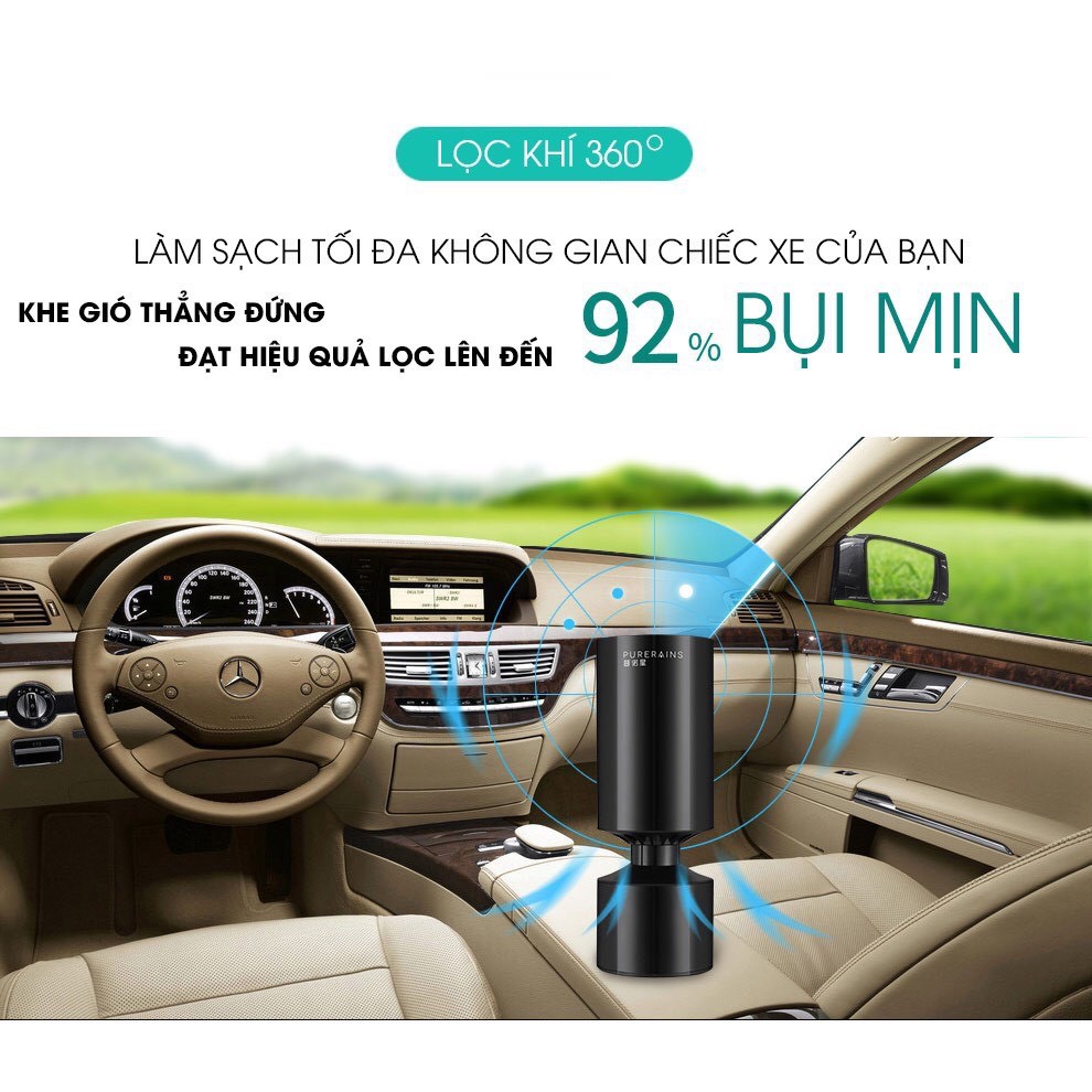 Máy lọc không khí ô tô PureRains - Sang trọng - Nhỏ gọn - Không gây ồn, lọc hiệu quả các loại bụi, khí thải (CT17642)