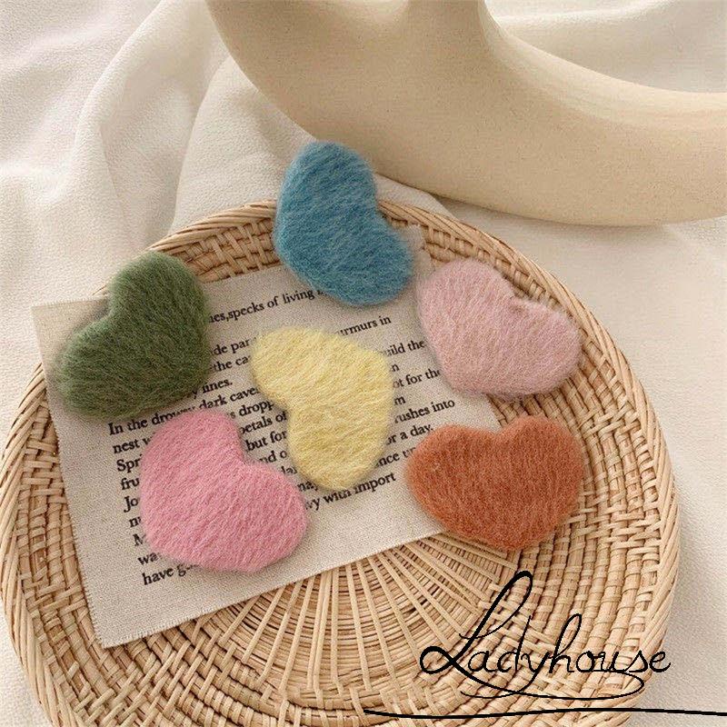 Kẹp tóc hình trái tim bằng vải bông đơn giản dành cho nữ