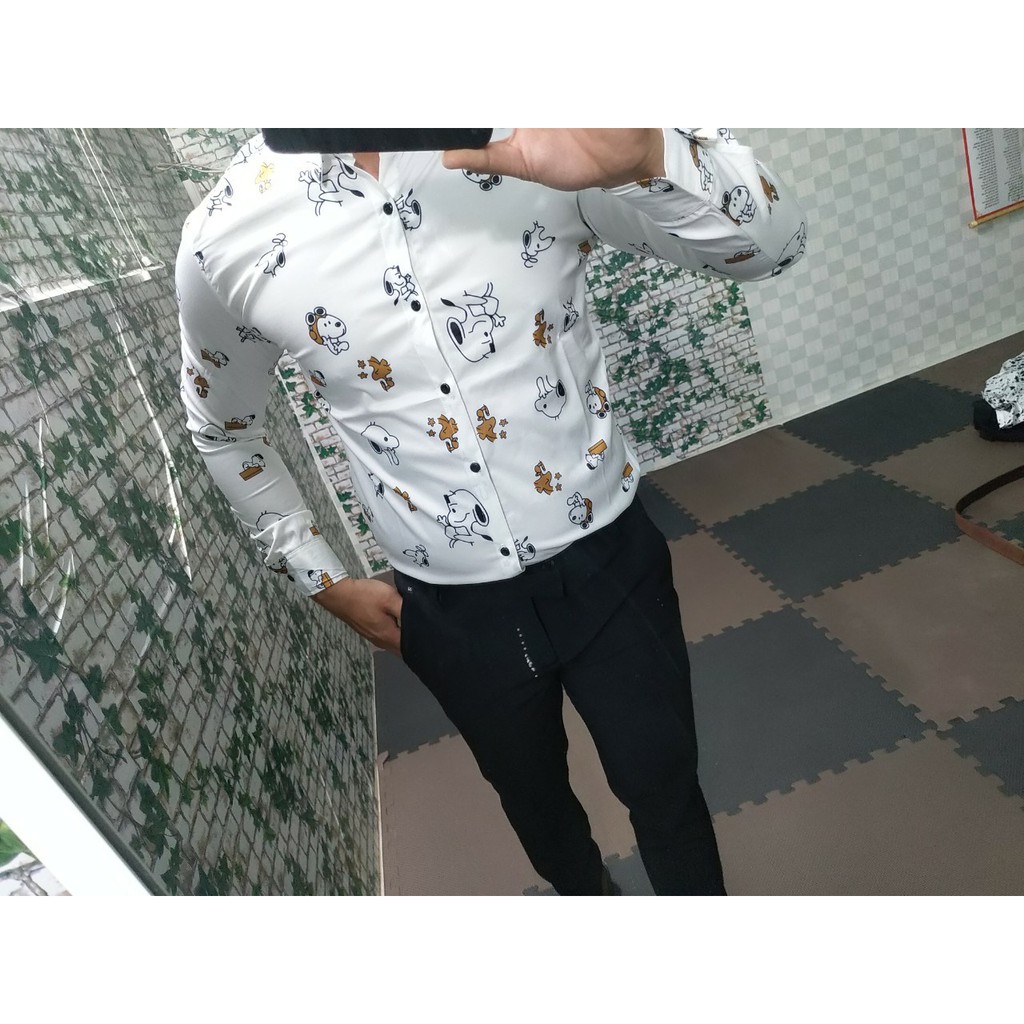 Áo sơ mi họa tiết thú cưng ảnh thật