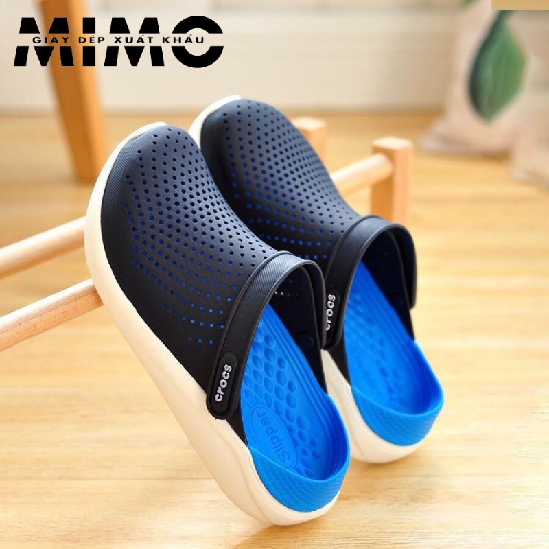 Dép sục Cross Literide navy xanh, sục nhựa đi mưa cực êm mềm nhẹ, thoáng khí cho nam nữ