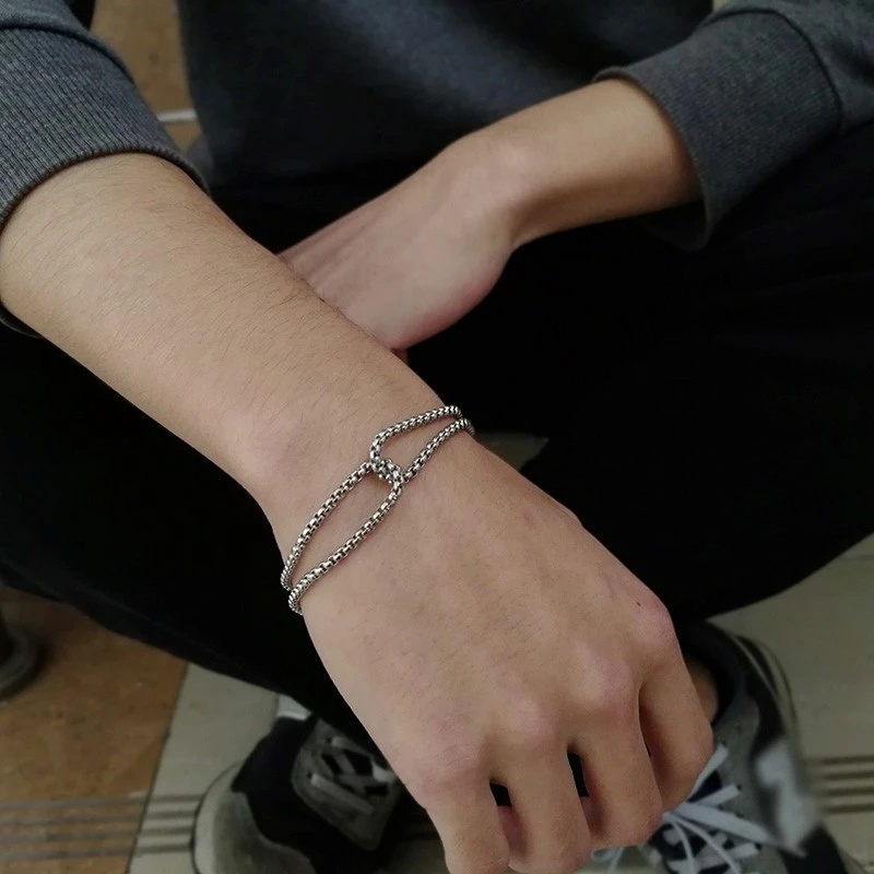 Vòng Tay Chuỗi Đôi Hình Thánh Giá Phong Cách Retro Cho Nam