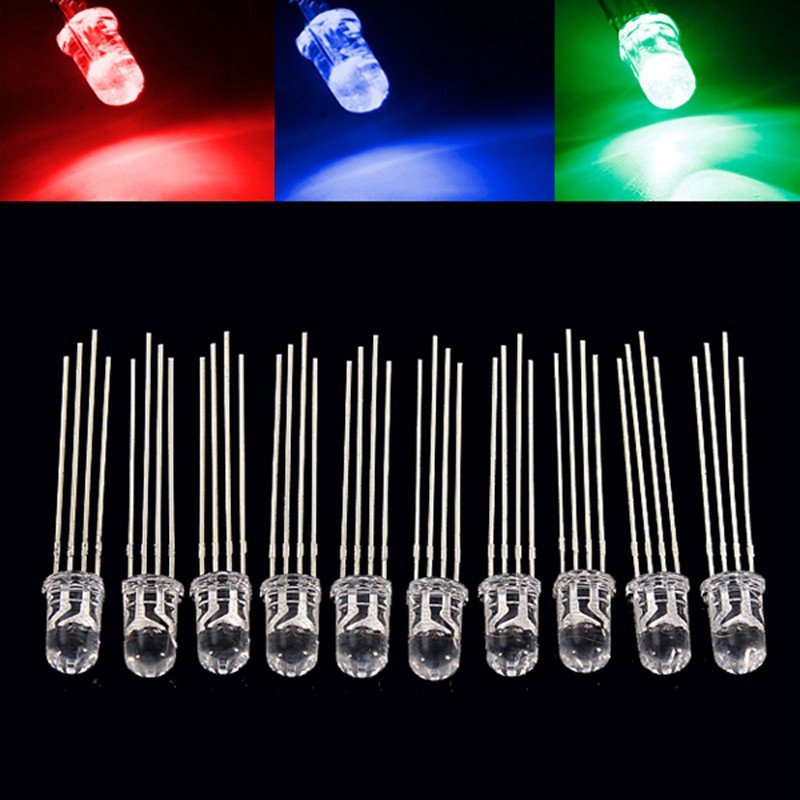 Set 10 đèn led đi-ốt RGB 5mm 3 màu chất lượng